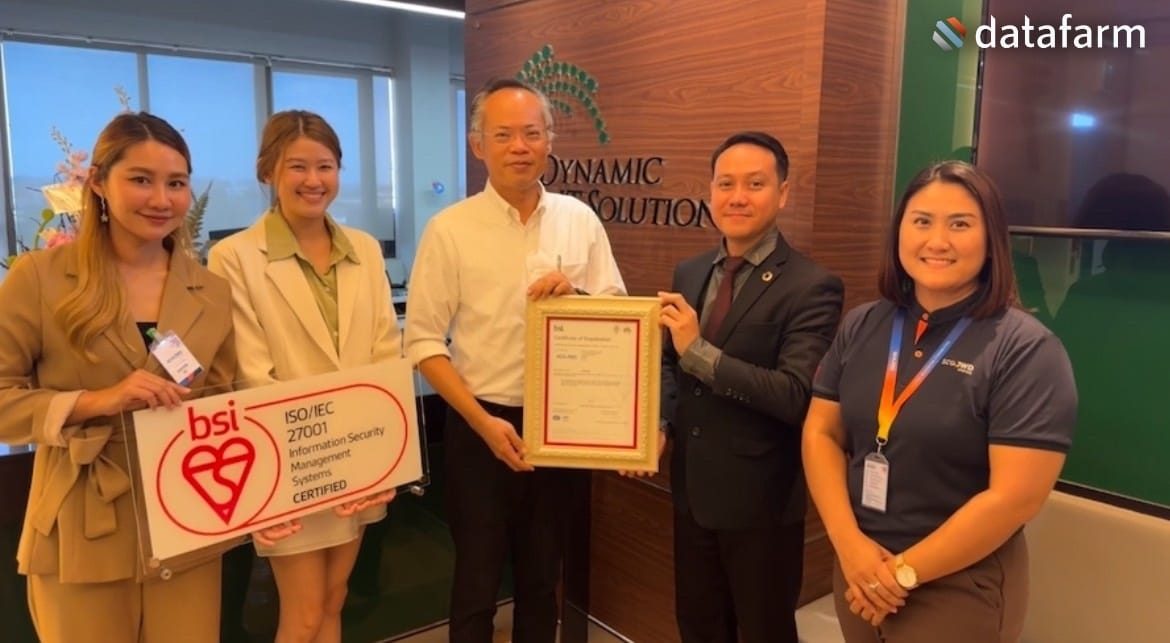 บริษัท ดาต้าฟาร์ม จำกัด แสดงความขอบคุณและยินดีกับ SCGJWD Logistics Public Company Limited ที่ผ่านการรับรองมาตรฐาน ISO/IEC 27001:2022