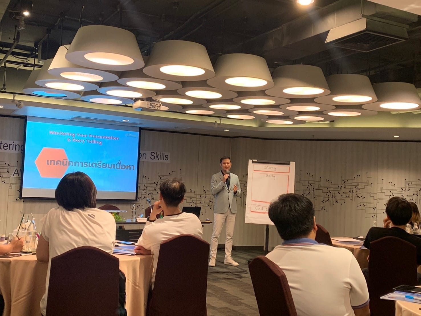 บรรยากาศการอบรมภายใน หลักสูตร Mastering Story Telling and Presentation Skills